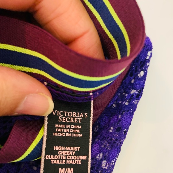 Victoria's Secret High-Waist Lace Panty Very Sexy Cheeky Banded Purple - Picture 4 of 6
